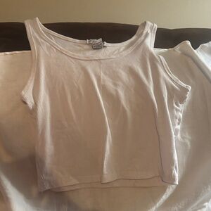 Casual White Ribbed Tank Top